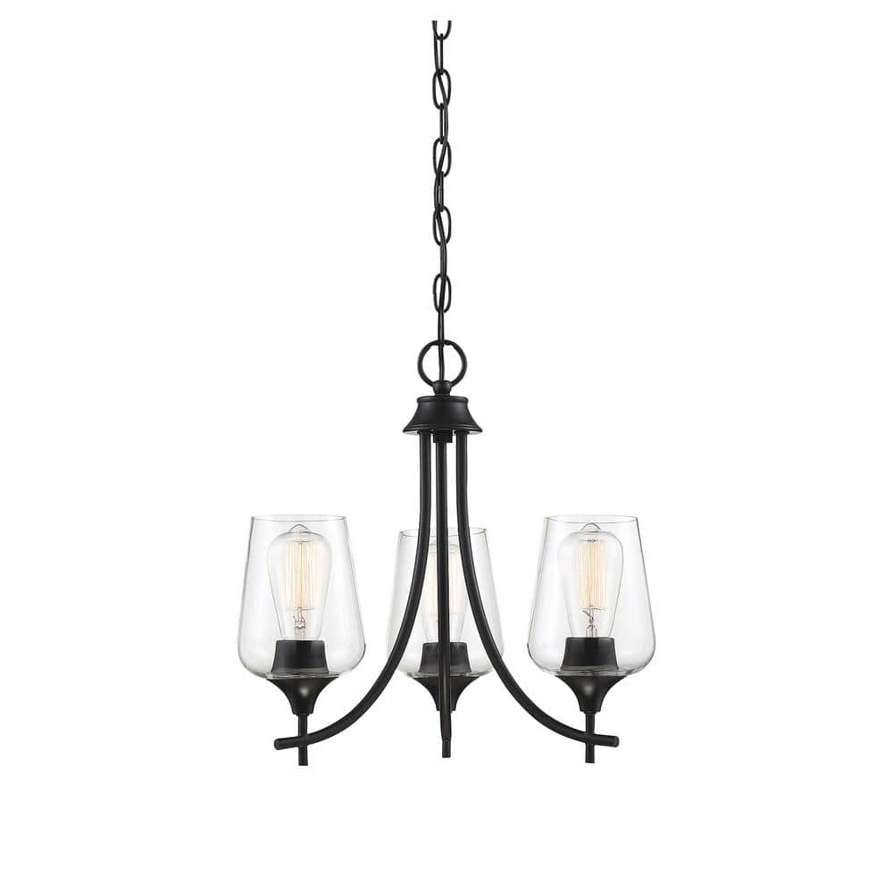 Savoy House 18 in. W x 16 in. H 3Light Black Chandelier with Clear