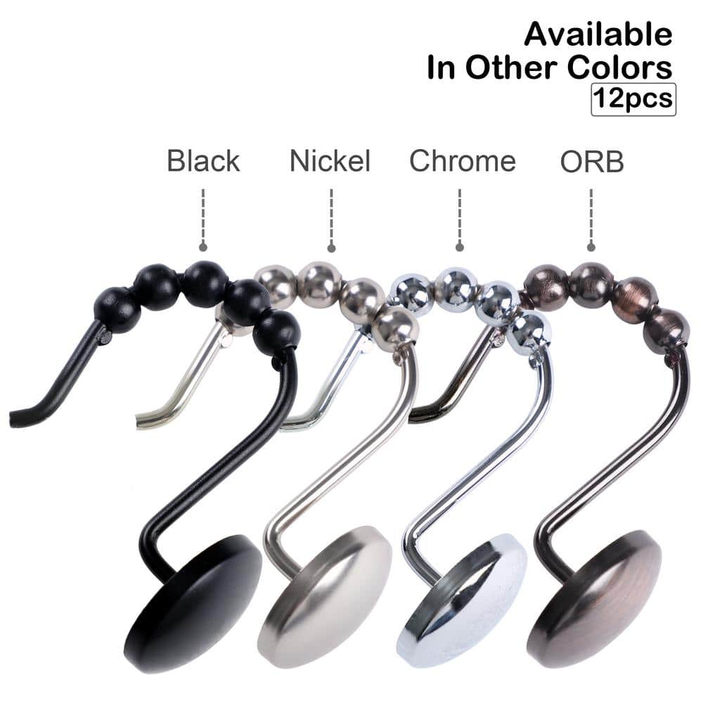 Polished Chrome Single Shower Curtain Hooks Set of 12