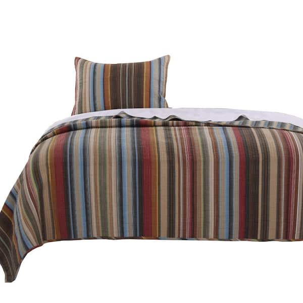 Benjara 2-Piece Multicolor Solid Twin Size Microfiber Quilt Set