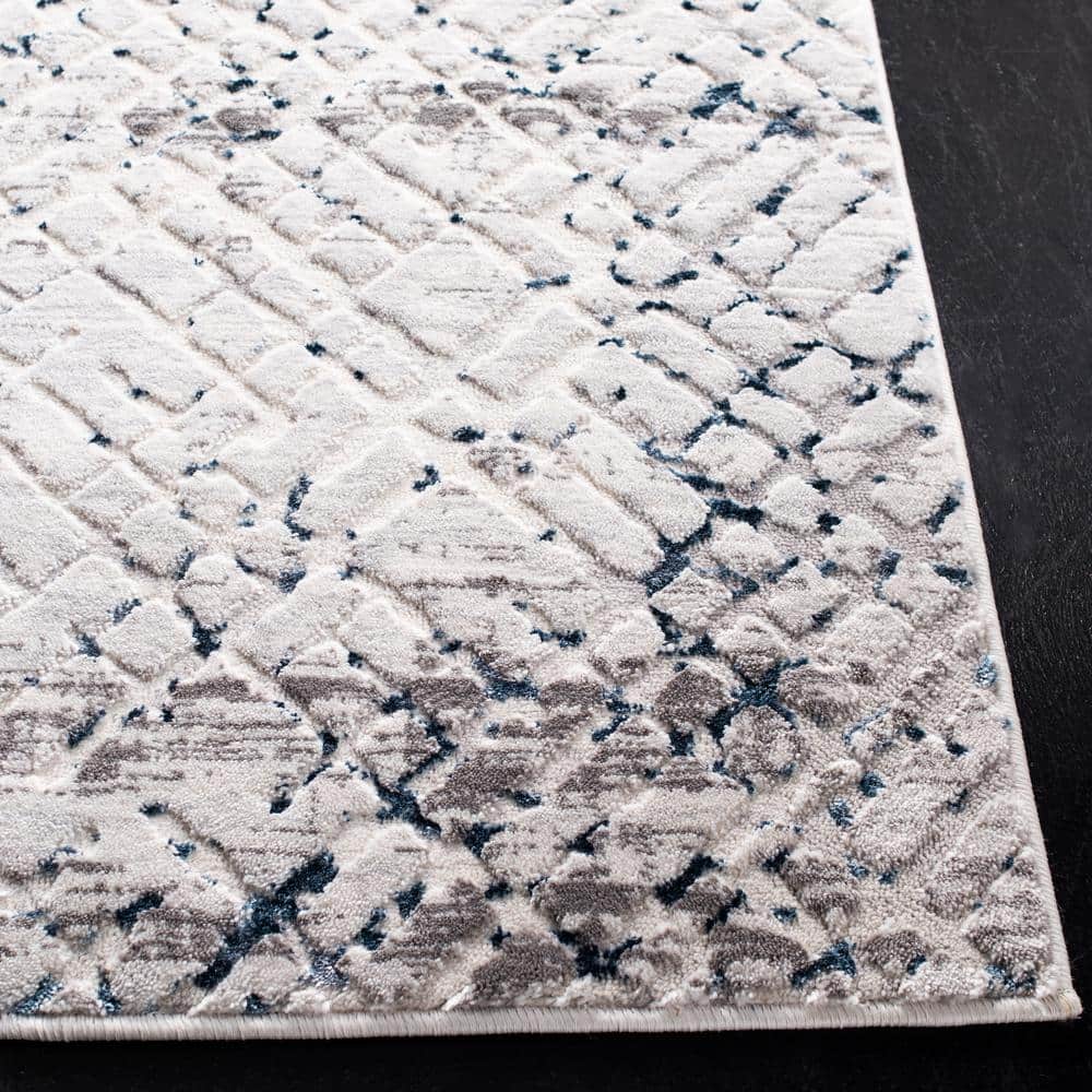 Elysian Abstract Splendor 4' Square Area Rug in Tonal Grey