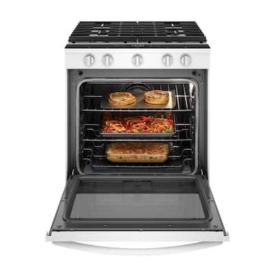 5.8 cu. ft. Smart Slide-In Gas Range with EZ-2-LIFT Hinged Cast-Iron Grates in White