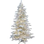 6.5-ft. Silverado Pine White Flocked Slim Artificial Christmas Tree with EZ Connect Clear Smart Lights