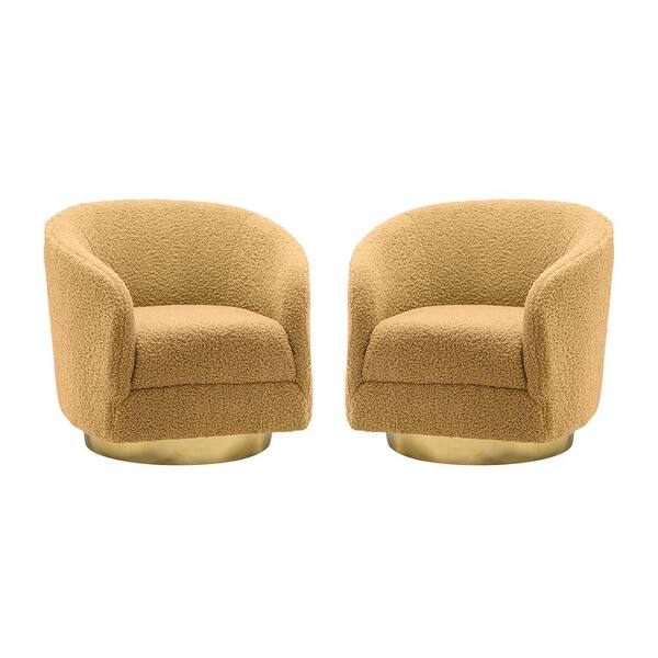 JAYDEN CREATION Cadeddu Mustard Streamlined Swivel Barrel Chair with ...