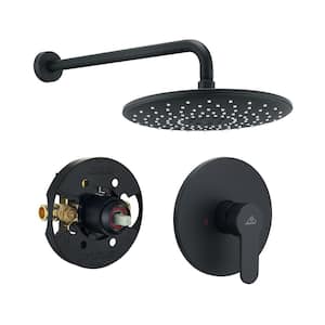 Single Handle 1-Spray Pattern Shower Faucet 1.8 GPM with High Pressure 10 in. Round Shower Head in Matte Black