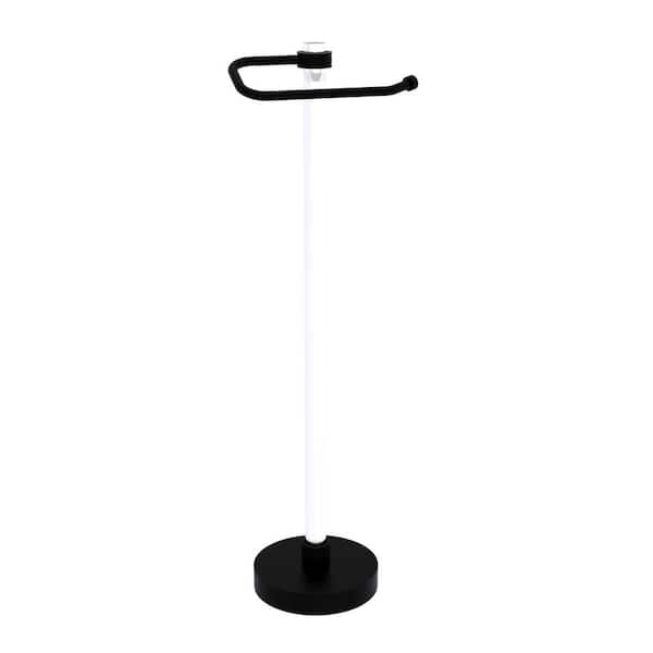 Allied Brass Clearview Euro Style Free Standing Toilet Paper Holder with Dotted Accents in Matte Black