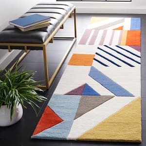 Fifth Avenue Ivory/Multi 2 ft. x 9 ft. Abstract Multi-Shaped Runner Rug