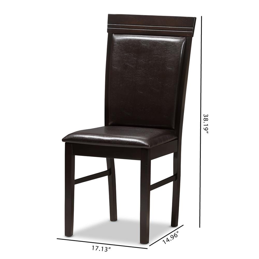 Set of 2 Thea Dark Brown Faux Leather Parsons Side Chairs