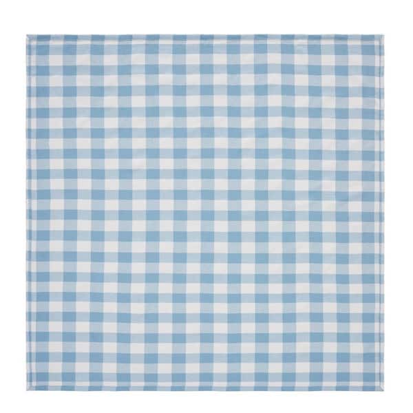Annie 40 in. W x 40 in. L Blue Buffalo Check Cotton Blend Tablecloth Topper