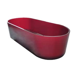 Valeria 67 in. W. x 30 in. Stone Resin Solid Surface Flatbottom Freestanding Soaking Bathtub in Semi-Transparent Red