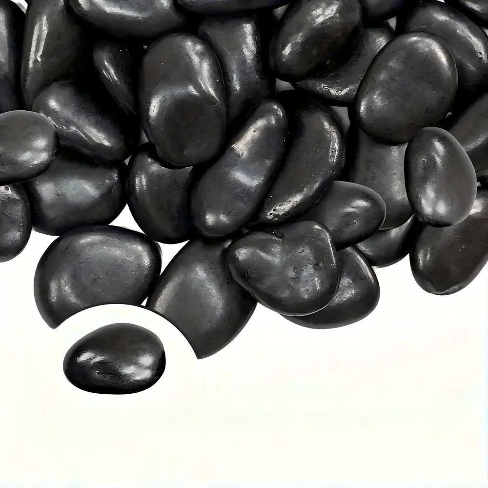 Black 1-3 in. Outdoor Polished Decorative Garden Stone for Landscaping, Walkways, Yard, Plants Pots, Vases, Crafts