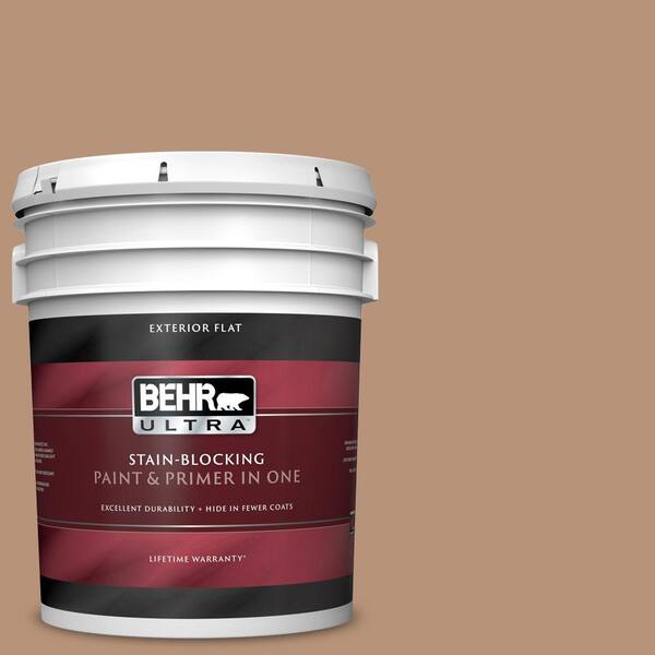 BEHR ULTRA 5 gal. #UL130-6 Spice Cake Flat Exterior Paint and Primer in One