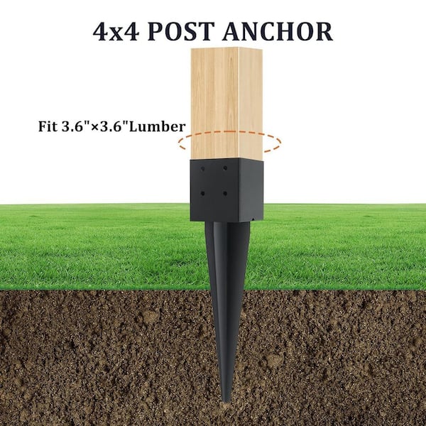 Afoxsos Black Powder Coated Carbon Steel 4x4 Fence Post Anchor