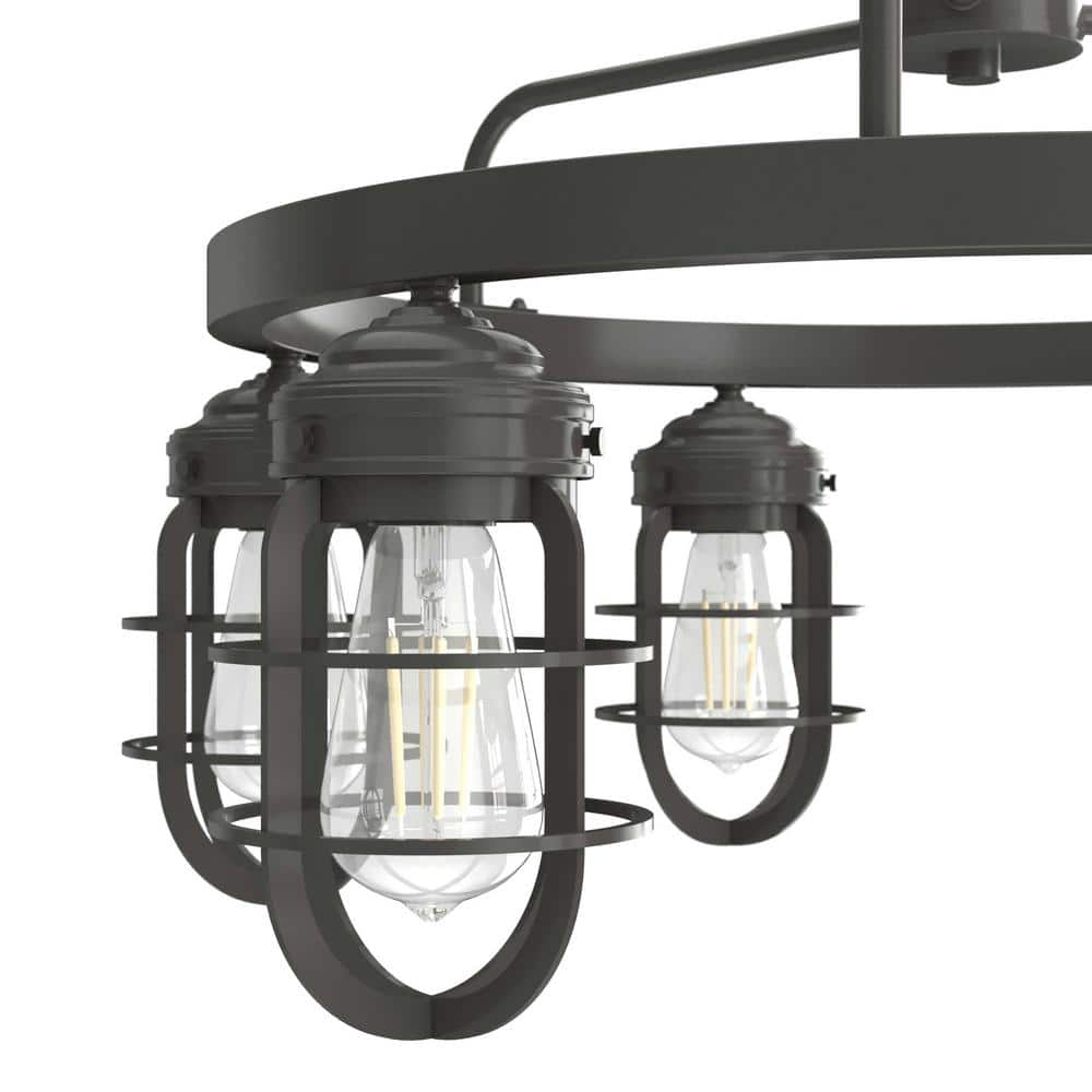 Starklake Noble Bronze 6-Light Cage Wagon Wheel Chandelier