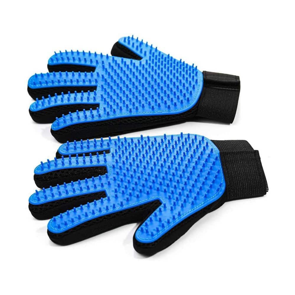 Silicone Nubs Pet Grooming Gloves for Dogs and Cats Deshedding Brush Bath Mitt Hair Removal 2-Pack Blue price history on PriceWatchPro