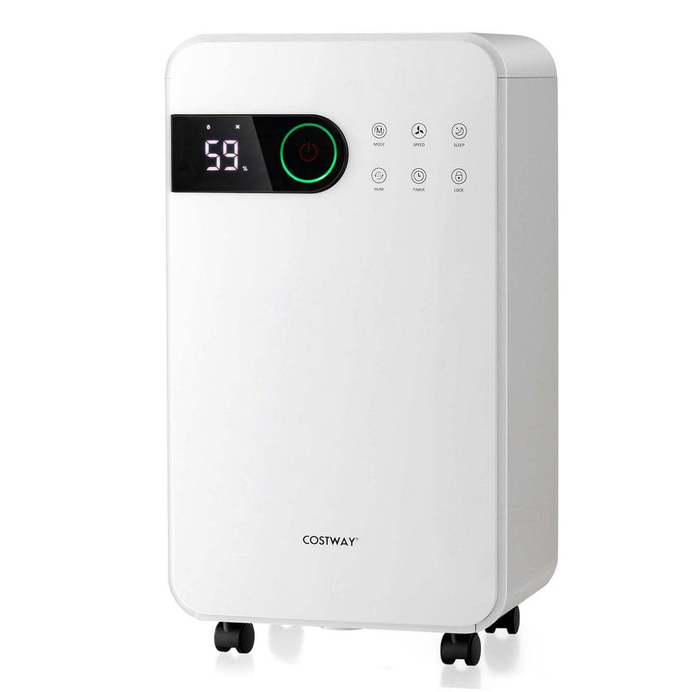 Costway 32 pins/day pt. 2500 sq. ft. Dehumidifier for Home Basement  Portable with Sleep Mode in. White F1W-10N2B7U1-IT - The Home Depot