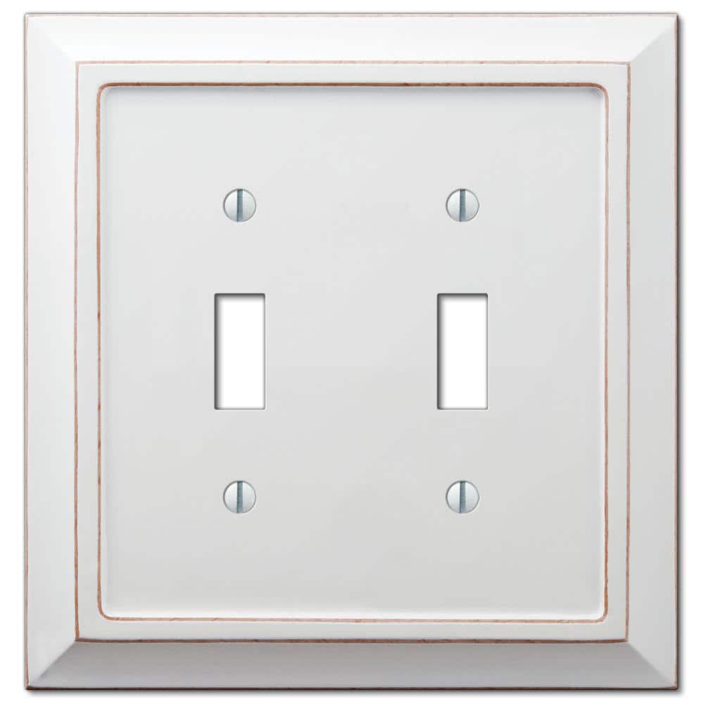 Savannah White Wood 2-Gang Toggle Wall Plate