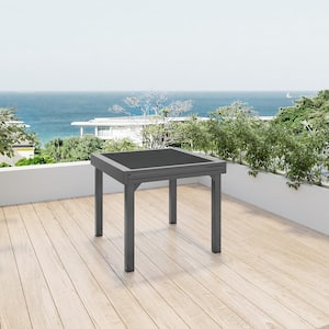 Rectangle Aluminum Outdoor Dinging Table with Extension in Dark Gray