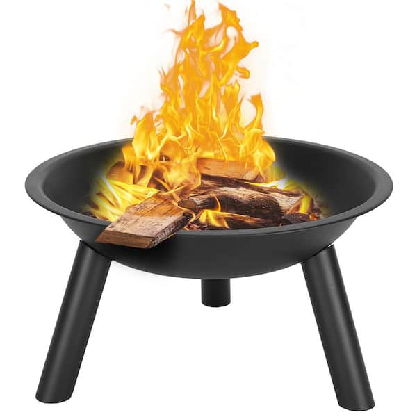 Unbranded 22 in. x 12.4 in. Round Iron Wood Fire Pit Bowl Black
