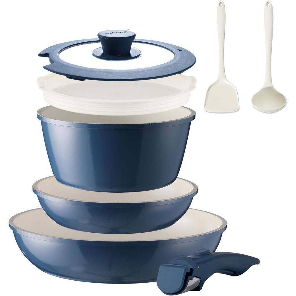 8-Piece Blue Ceramic Nonstick Cookware Set with Removable Handle, Stackable, Multi-Cooktop Compatible price history on PriceWatchPro
