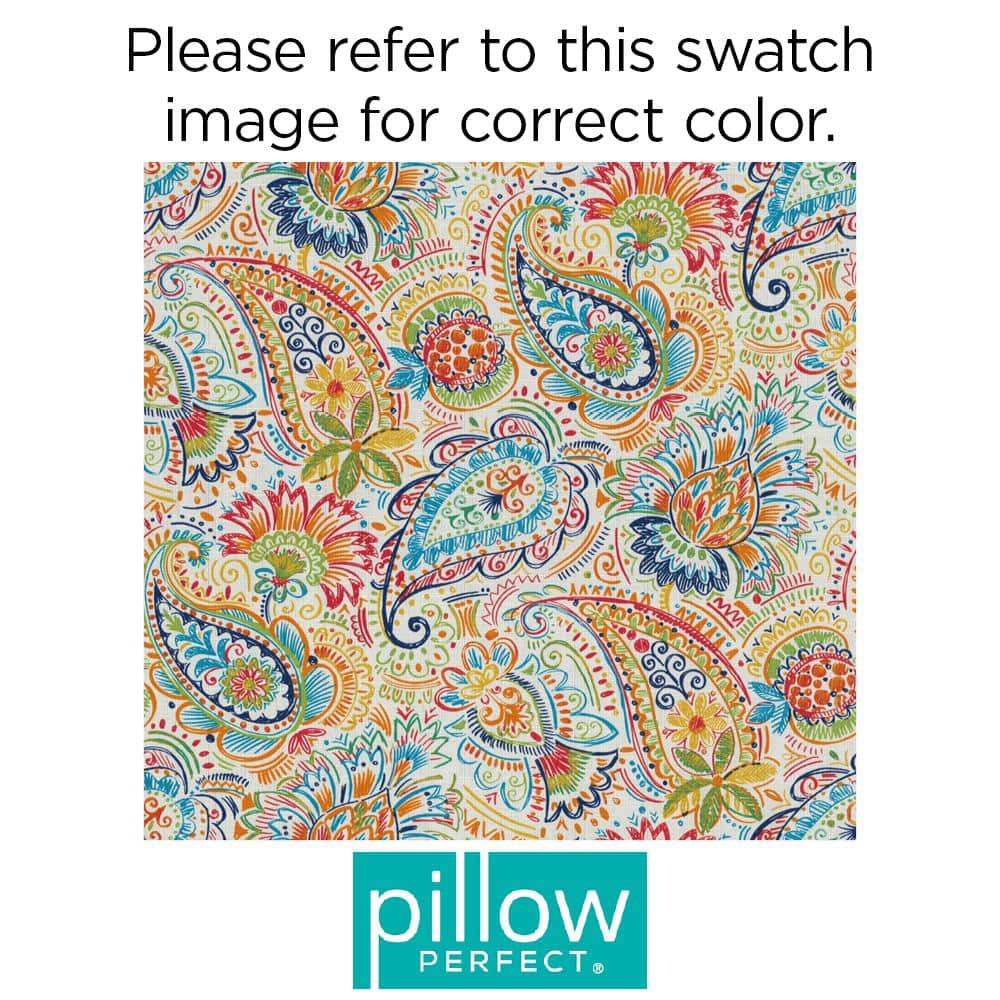 Festival Blue Paisley Floral Tufted Wicker Chair Cushions Set