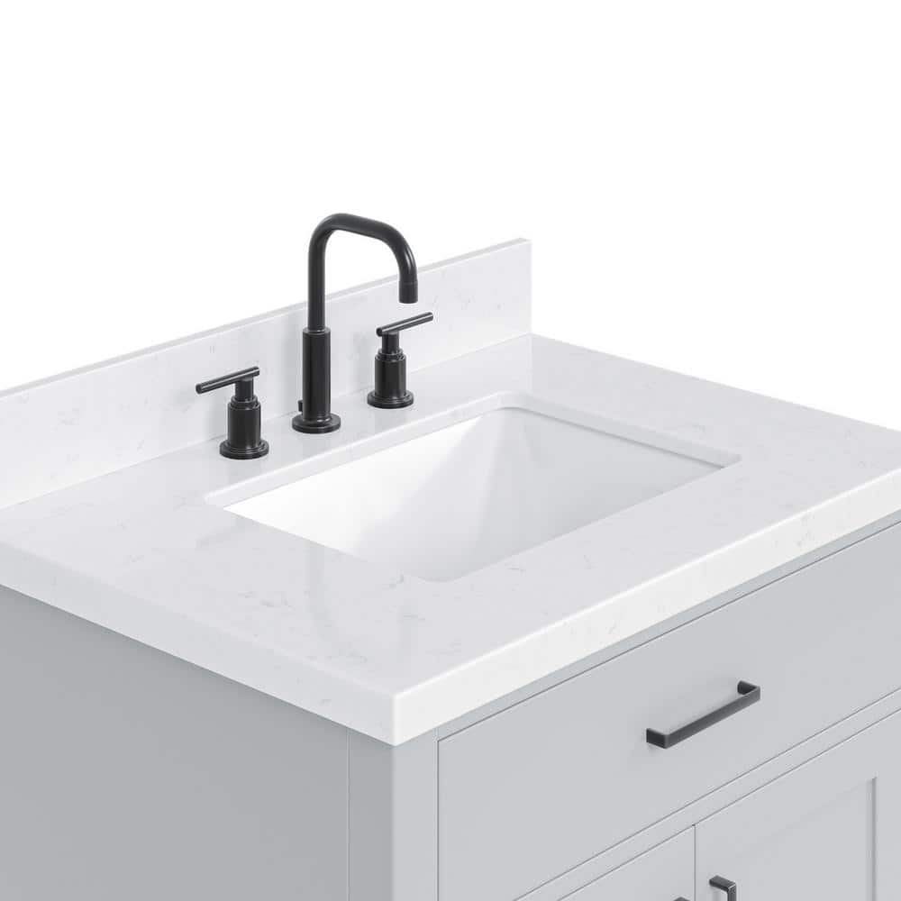 Hepburn 30" Grey Freestanding Single Basin Vanity with Quartz Top