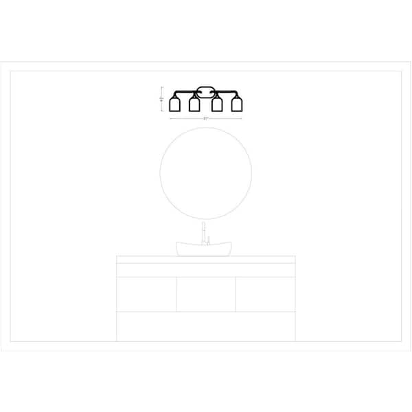 Generation Lighting - Emile Extra Large 31 in. 4-Light Brushed Steel Bathroom Vanity Light with Etched White Glass Shades