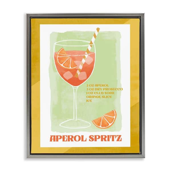 Retro Aperol Spritz Recipe by Deane Beesley Gray Floater Frame Food Graphic Art Print 21 in. x 17 in.