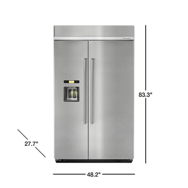Kitchenaid 29 5 Cu Ft Built In Side By Side Refrigerator In Stainless Steel Kbsd618ess The Home Depot Kitchenaid 29 5 Cu Ft Built In Side By Side Refrigerator In Stainless Steel Kbsd618ess The Home Depot