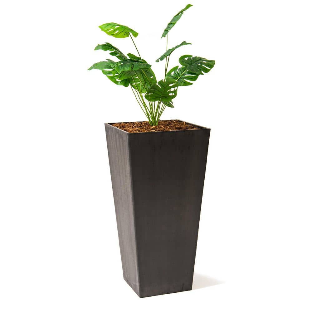 Modern 28 in. Black Square Planter, Tapered Plastic Design for Indoor & Outdoor Use, Perfect for Patio or Home Decor price history on PriceWatchPro