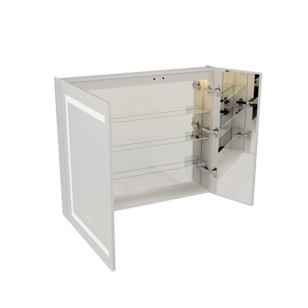 WELLFOR 36 in. W x 30 in. H Rectangular Aluminum LED