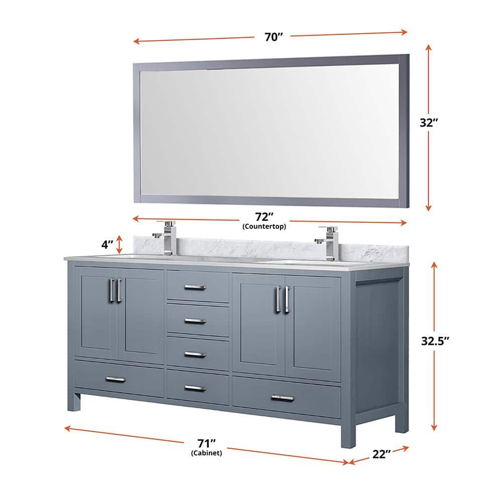 Jacques 72" Dark Grey Solid Wood Freestanding Vanity Cabinet