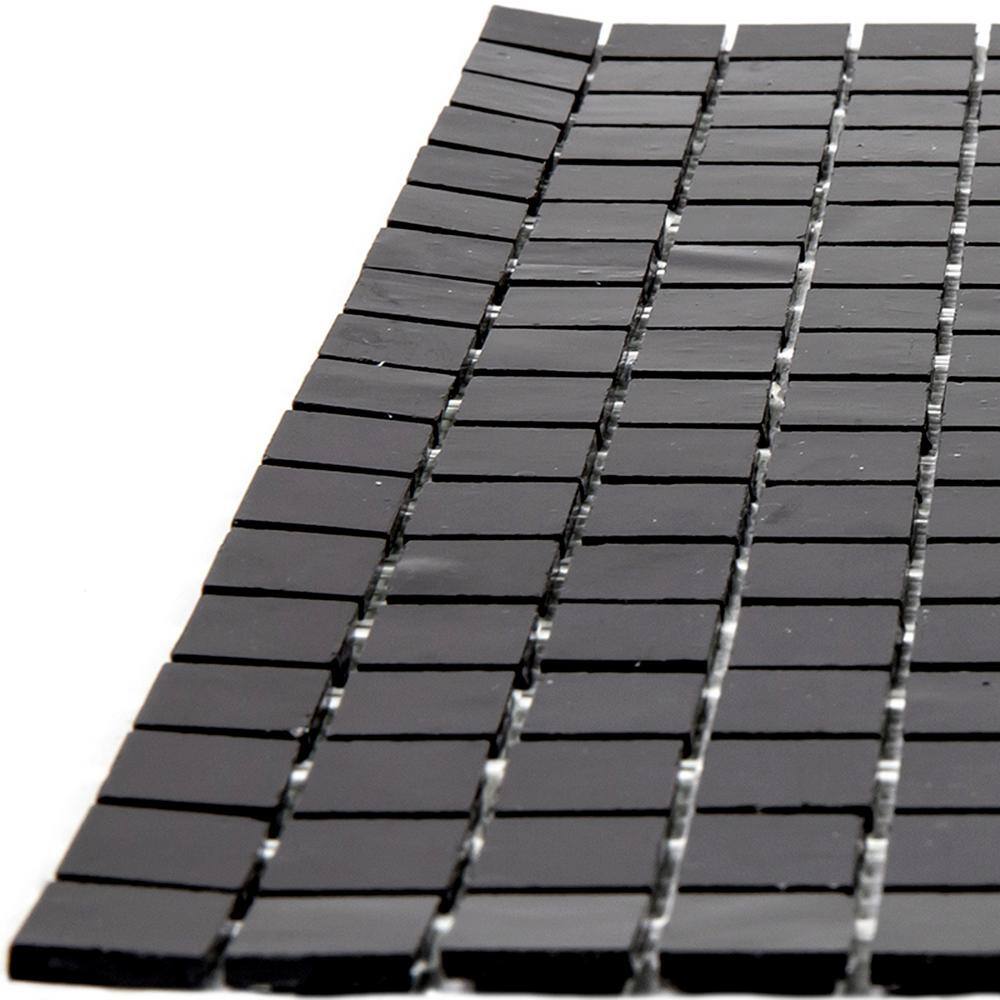 Skosh Glossy Black Glass Mosaic Wall and Floor Tile
