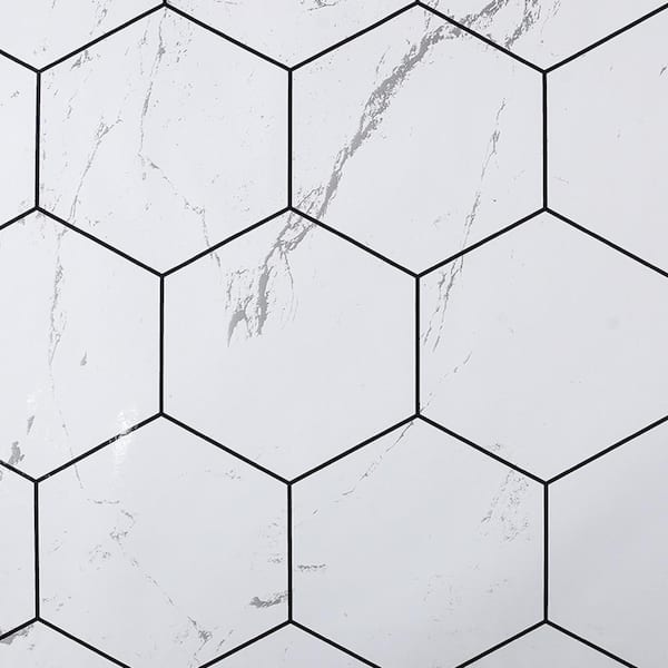 Dundee Deco Falkirk McGowen IV White Faux Marble Tile Modern Vinyl Peel and Stick Wallpaper (Covers 30 sq. ft.)