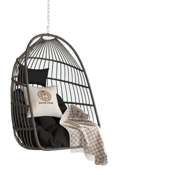 29.13 in. W Plastic Outdoor Garden Porch Swings with Gray Cushions