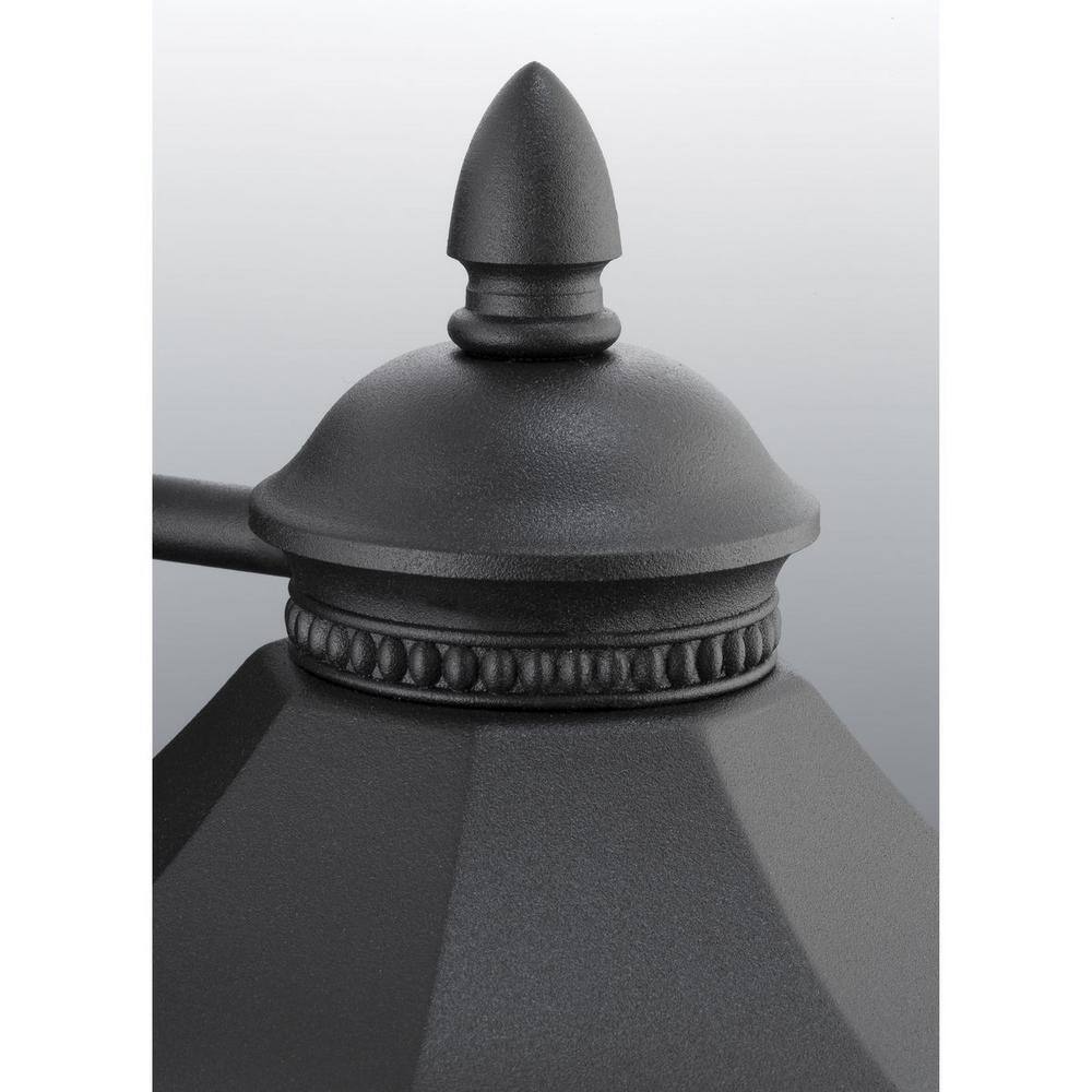 Elegant Hexagonal Bronze & Black Outdoor Wall Lantern with Clear Water Glass