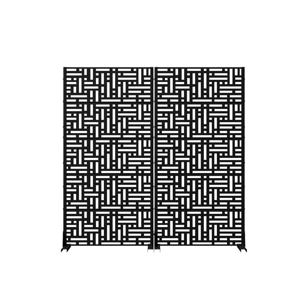 16 in. L x 59 in.H x 29.5 in.W Galvanized Metal Wall Sculptures Outdoor Privacy Screens Garden Fence in Black (Set of 2) price history on PriceWatchPro