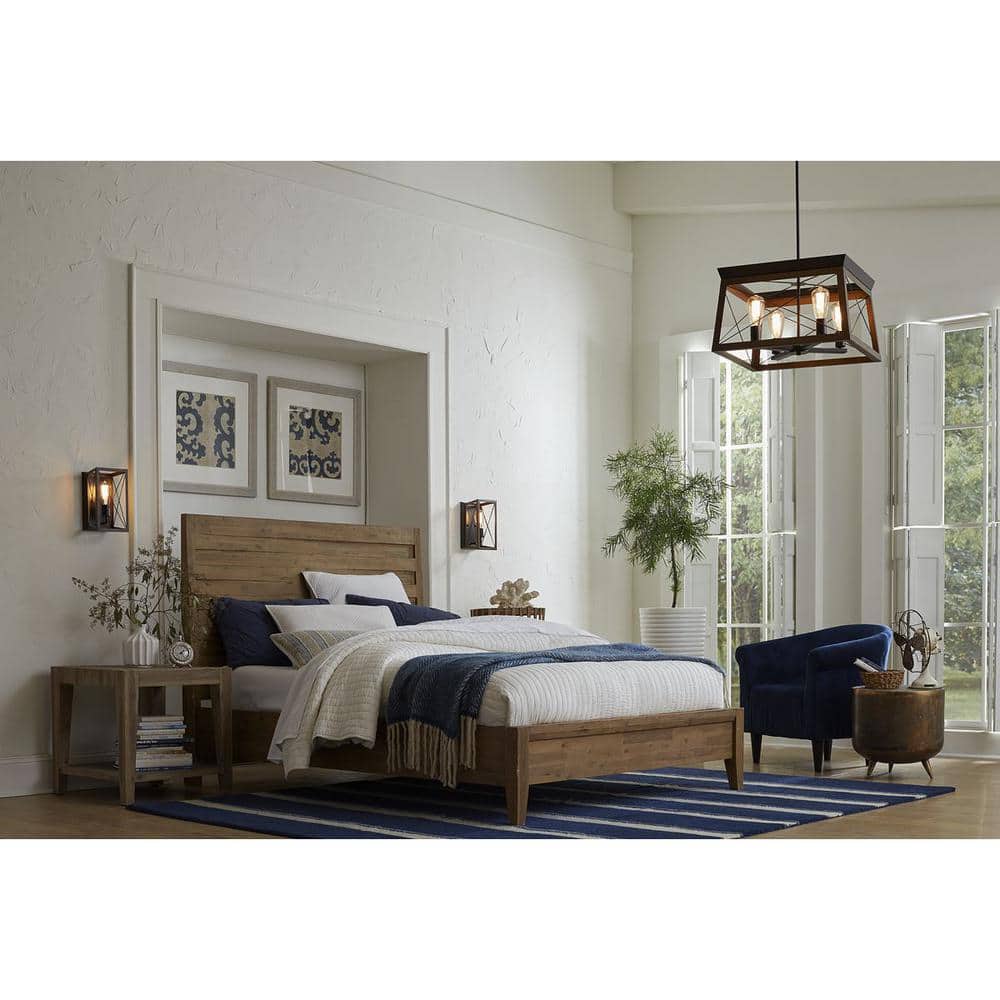 Antique Bronze and Oak Farmhouse Wall Sconce