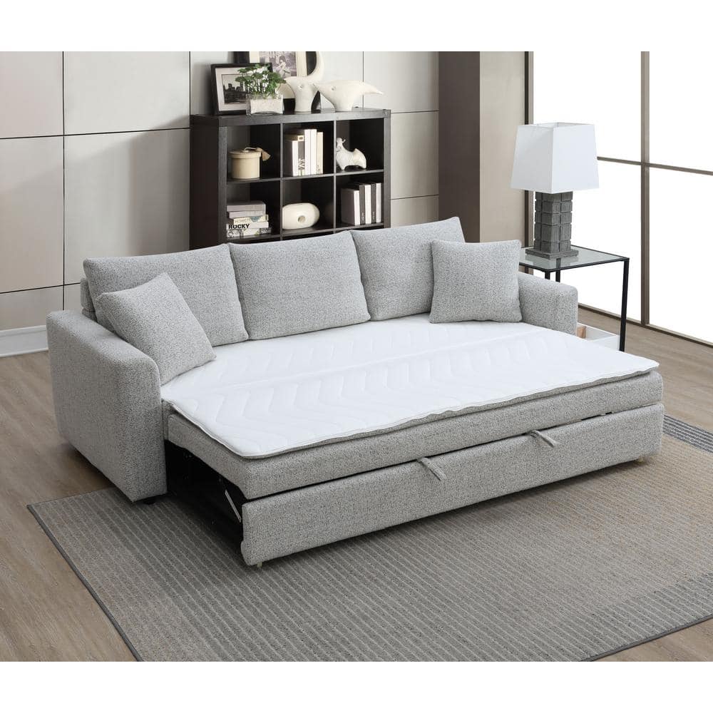 その他 ACME furniture HABITAT SOFA BED Acme Furniture Connie 37 in. Beige Boucle Solid Fabric Full Size