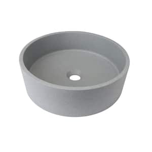 Gray Concrete Round Vessel Sink Counter Mounted Type Bathroom Sink