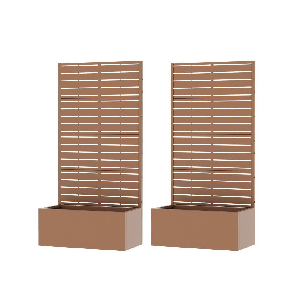 60 in. H x 30 in. W Brown Outdoor Galvanized Steel Privacy Screen Planter Box Trellis (2-Pack) price history on PriceWatchPro