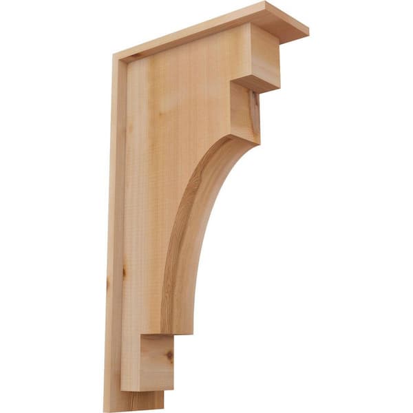 Ekena Millwork 5-1/2 in. x 14 in. x 26 in. Western Red Cedar Mediterranean Smooth Corbel with Backplate