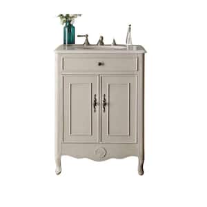 Daleville 26 in. W x 21 in. D x 35 in. H Bathroom Vanity in Distressed Gray with White Marble Top