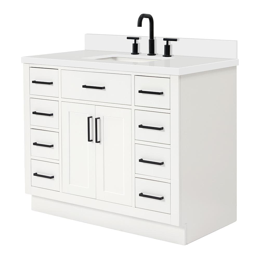 Hepburn 43" White Hardwood Freestanding Single Vanity Set