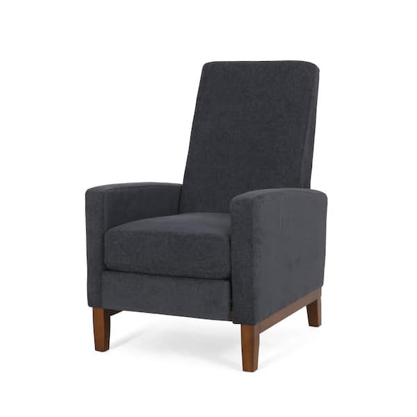 Andrea Charcoal and Brown Fabric Pushback Recliner Chair
