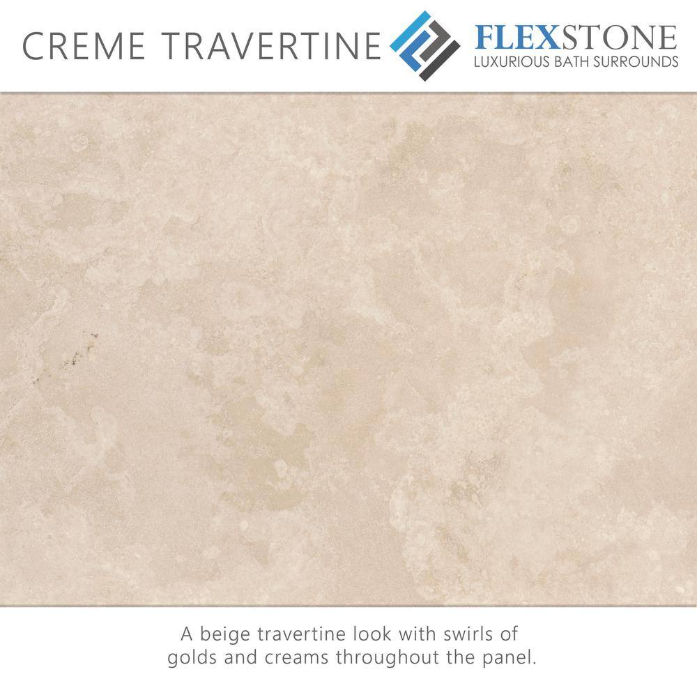 Splendor Creme Travertine Corner Shower Kit with Shelf