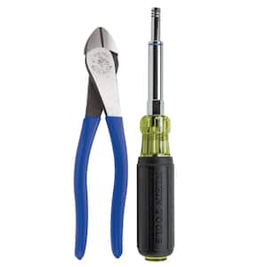 2-Piece Diagonal Cutting Pliers and 5-in-1 Multi-Nut Driver Tool Set