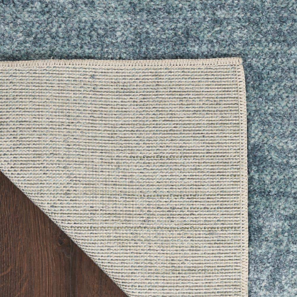 Blue Green Multi Rectangular Washable Synthetic Rug