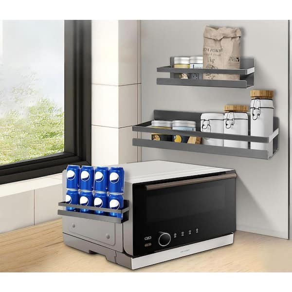 Whatseaso 15.74 in. 2 Pack Magnetic Metal Spice Rack in Gray