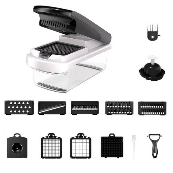 Lynzavix Stainless Steel Vegetable Chopper with 7-Blades, 12-in-1