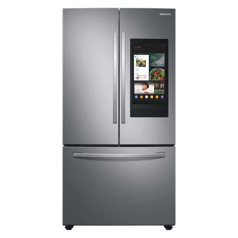 35.75 in. W 27.7 cu. ft. 3-Door Family Hub French Door Smart Refrigerator in Fingerprint Resistant Stainless Steel